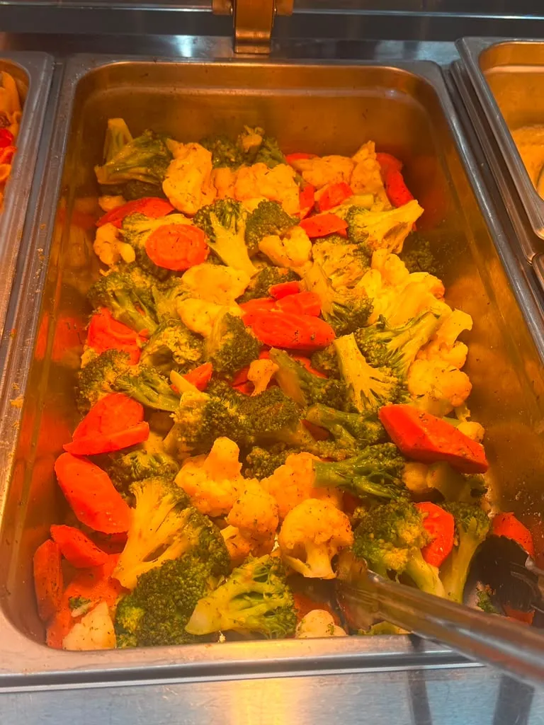 Roasted broccoli, cauliflower and carrots